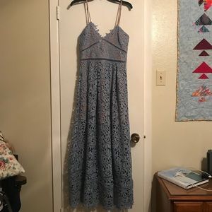 Baby blue and nude lacey maxi dress